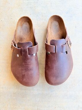 Birkenstock Brown Leather Clogs